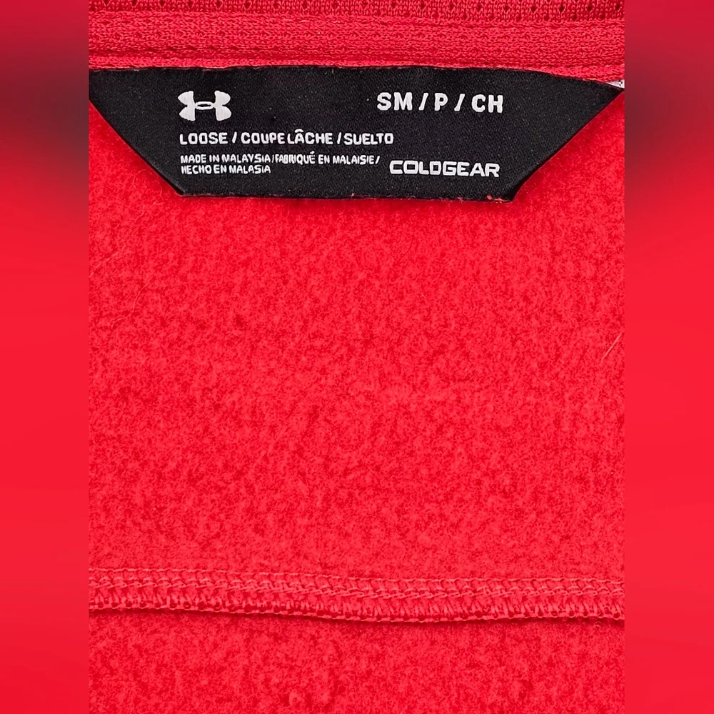 Under Armour Loose Coldgear Wisconsin Badgers Golf 1/4 Zip Kangaroo Pocket Small